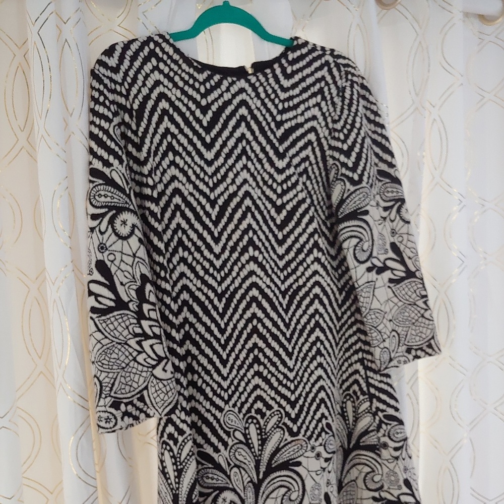 MSK black and cream dress